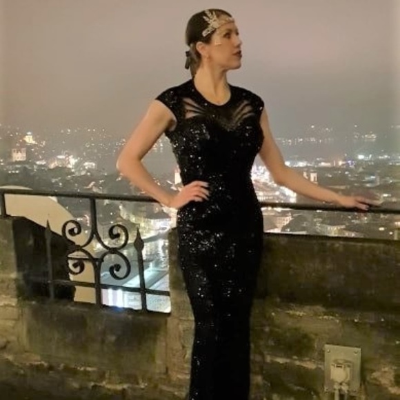 New 1920s Flapper Bride Headband Tiara Cream Black - Picture 6 of 9